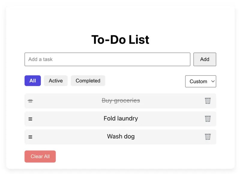 Drag & Drop To-Do List screenshot
